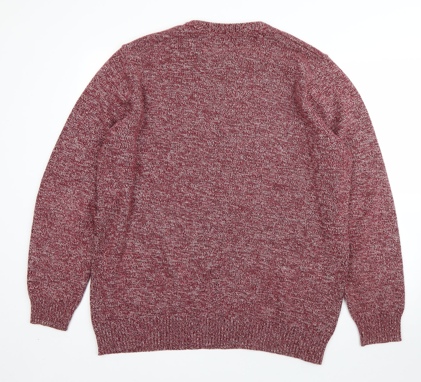Maine Mens Red Round Neck  Cotton Pullover Jumper Size L