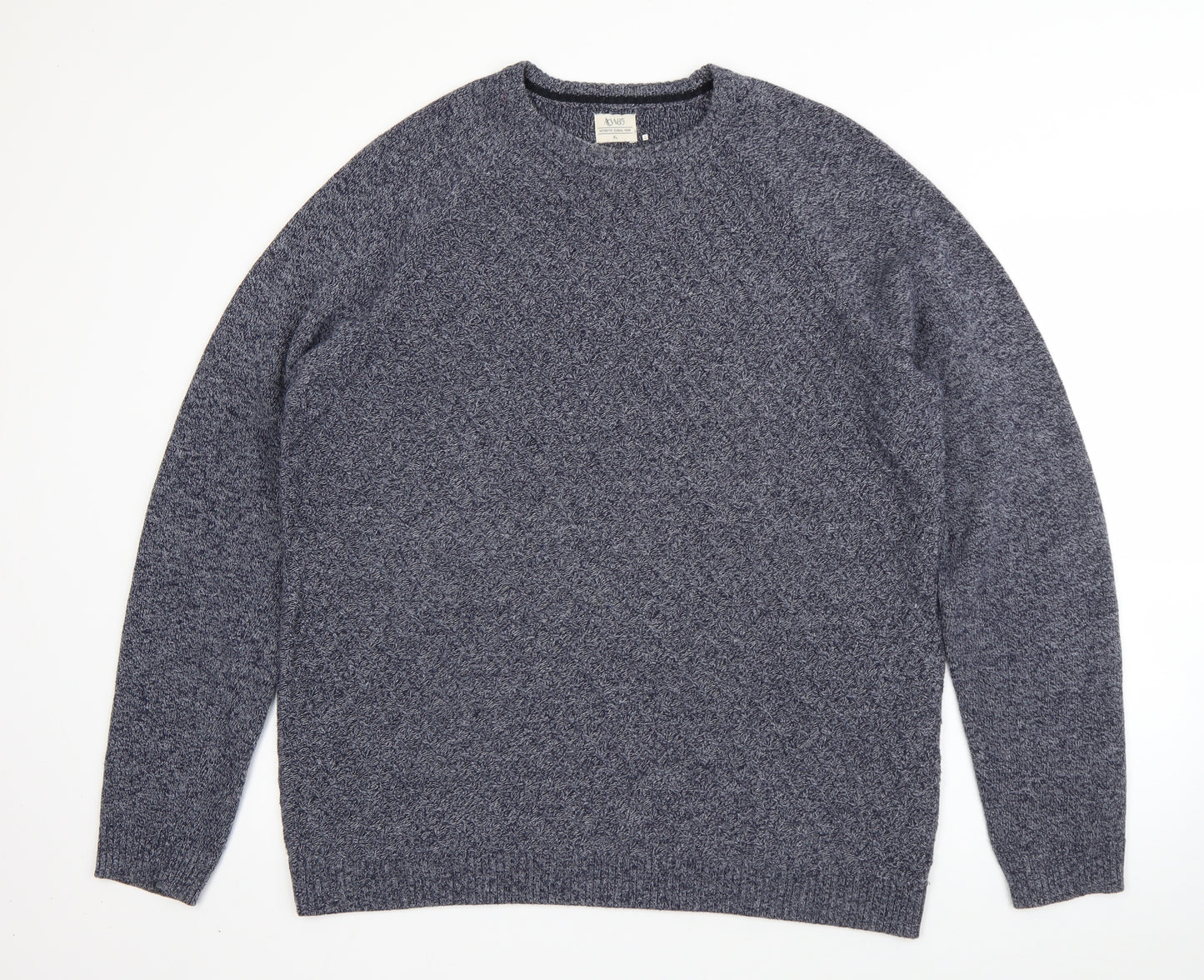 ACW85 Mens Blue Round Neck  Cotton Pullover Jumper Size XL