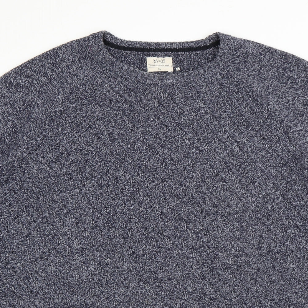 ACW85 Mens Blue Round Neck  Cotton Pullover Jumper Size XL