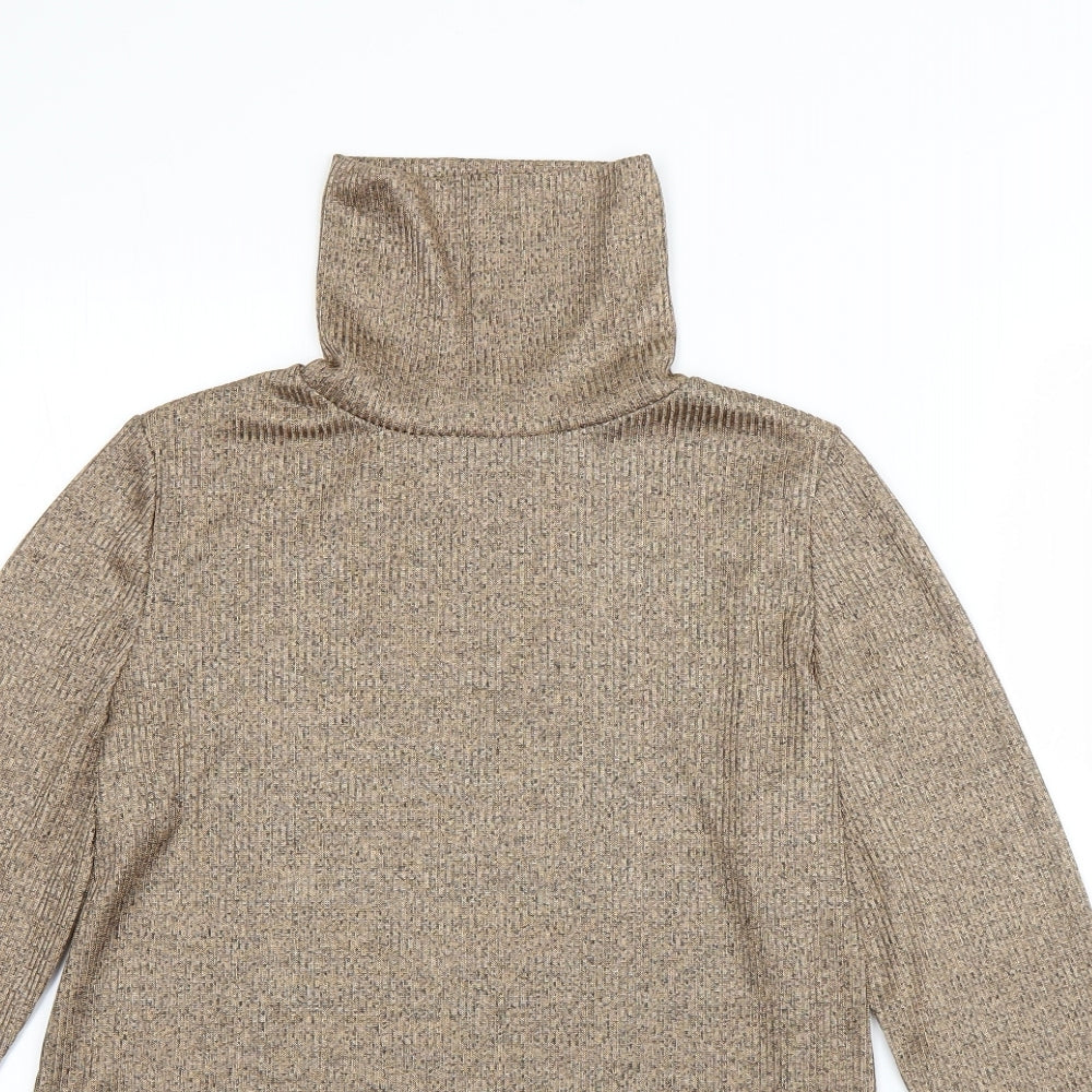 New Look Womens Brown Roll Neck  Polyester Pullover Jumper Size 16