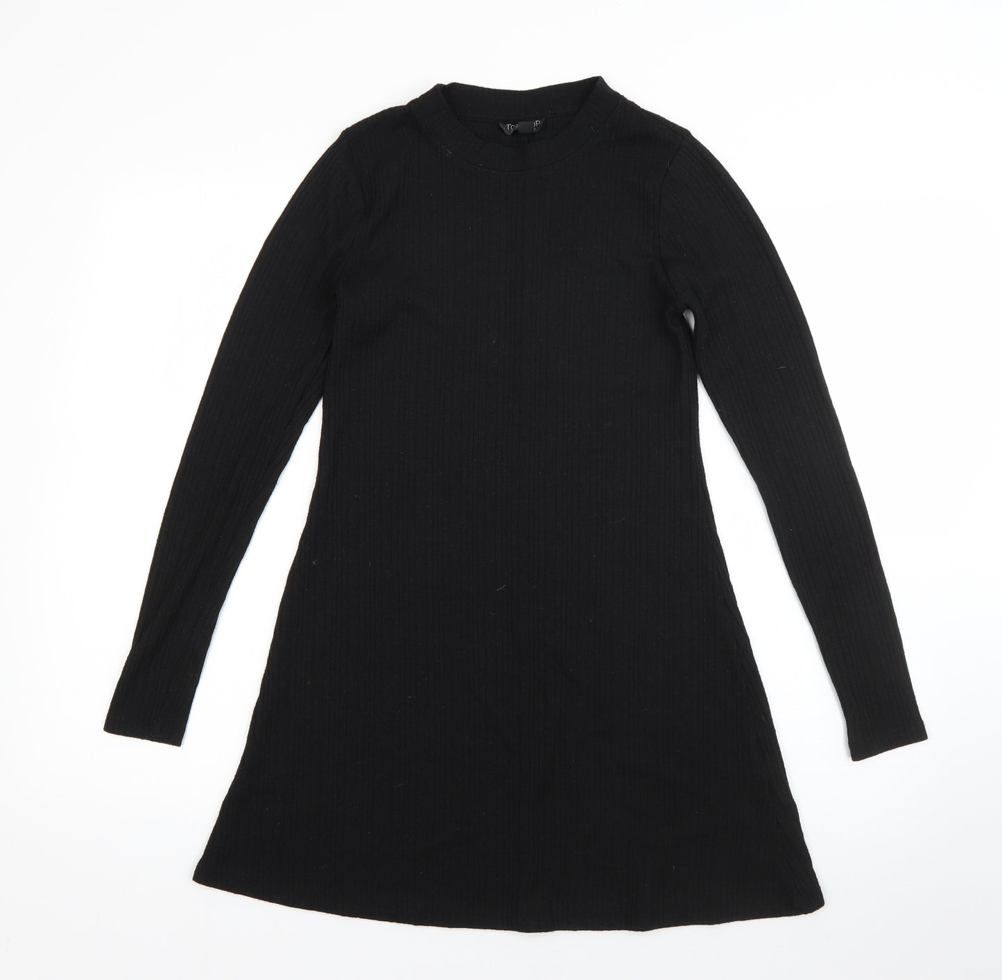 Topshop Womens Black  Polyester Jumper Dress  Size 8  Round Neck