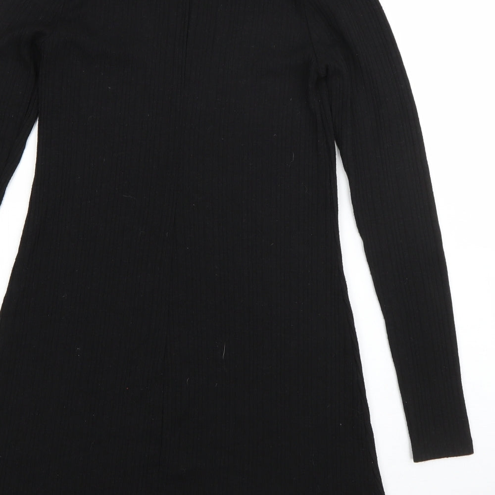Topshop Womens Black  Polyester Jumper Dress  Size 8  Round Neck