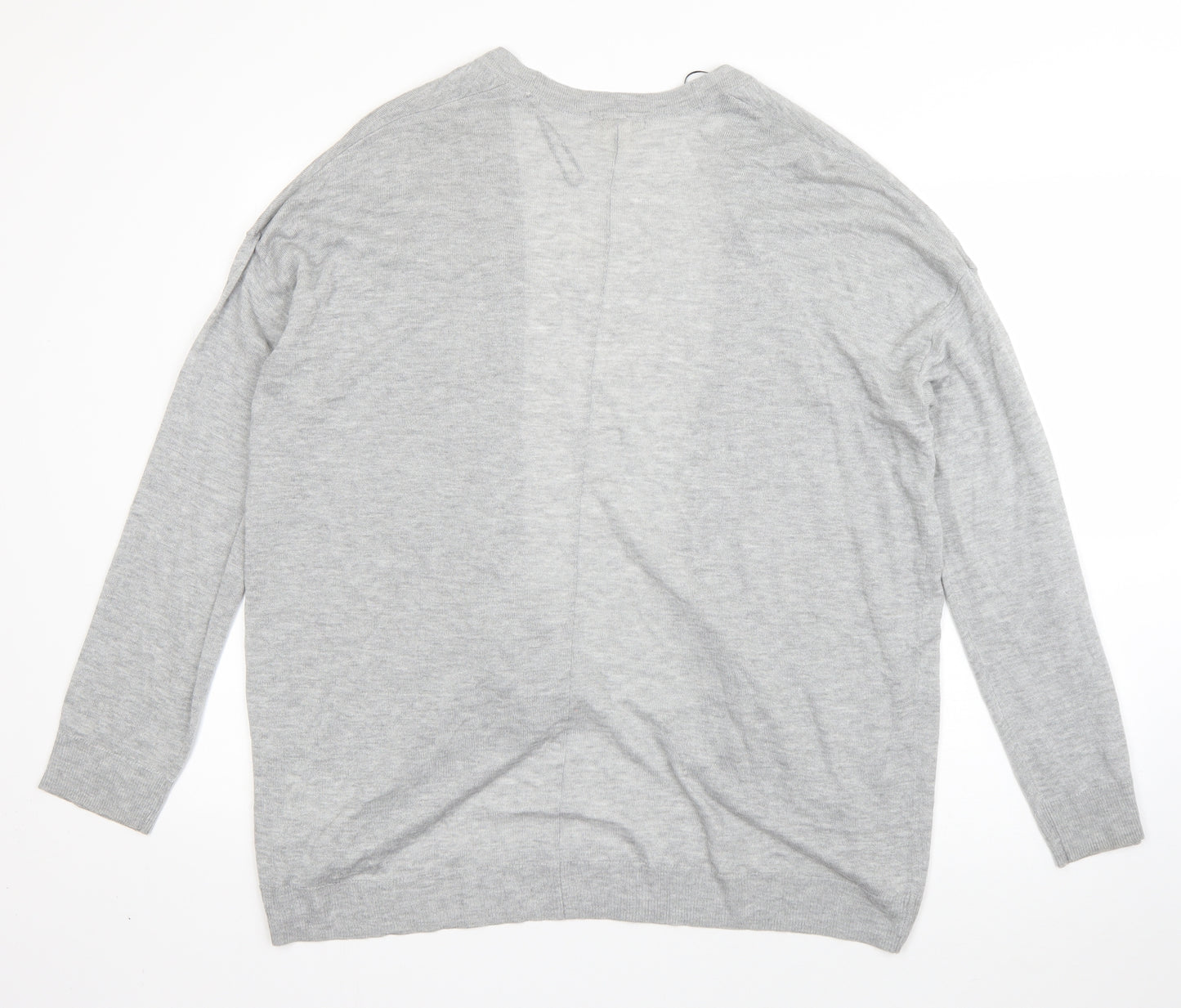 H&M Womens Grey V-Neck  Acrylic Cardigan Jumper Size M