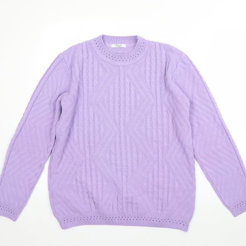 Berkertex Womens Purple Round Neck  Acrylic Pullover Jumper Size 12