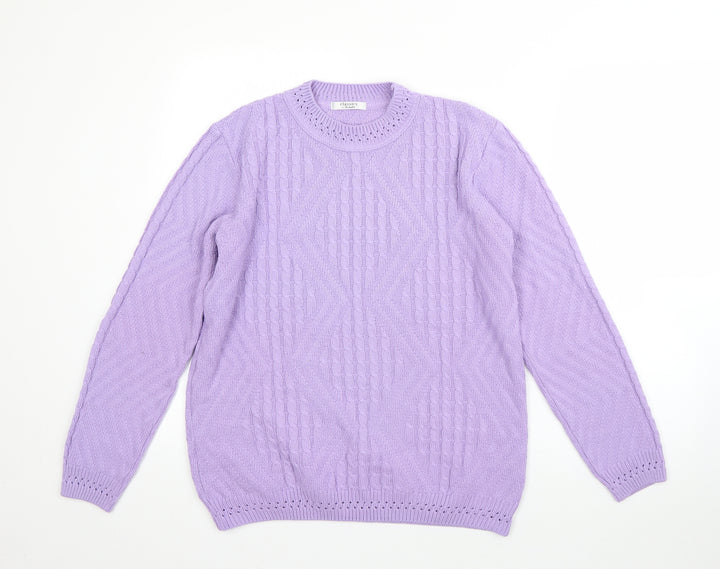Berkertex Womens Purple Round Neck Acrylic Pullover Jumper Size 12