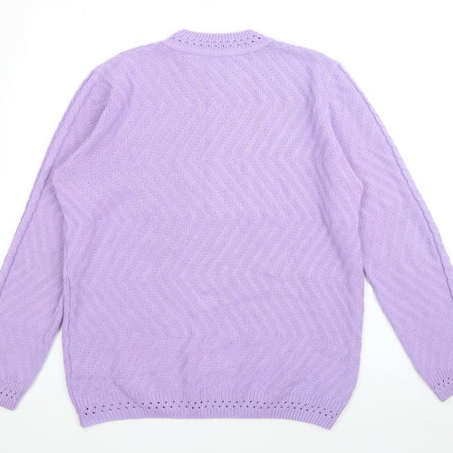 Berkertex Womens Purple Round Neck  Acrylic Pullover Jumper Size 12