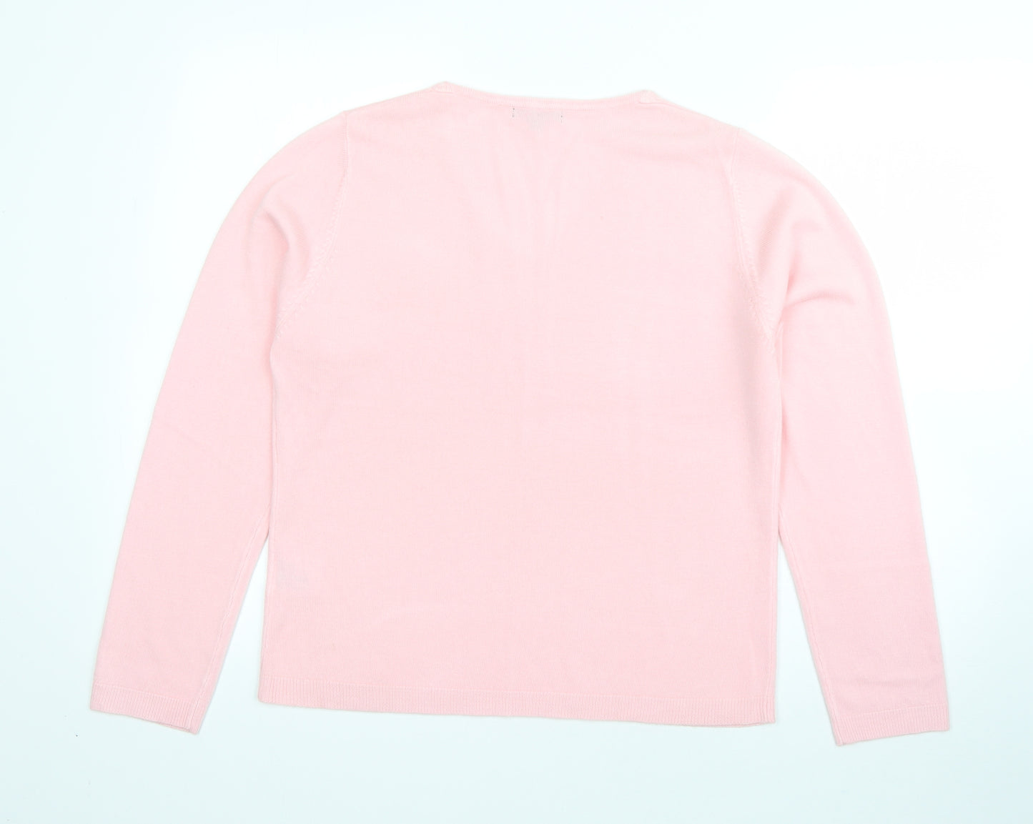 Debbie Morgan Womens Pink V-Neck  Acrylic Pullover Jumper Size L