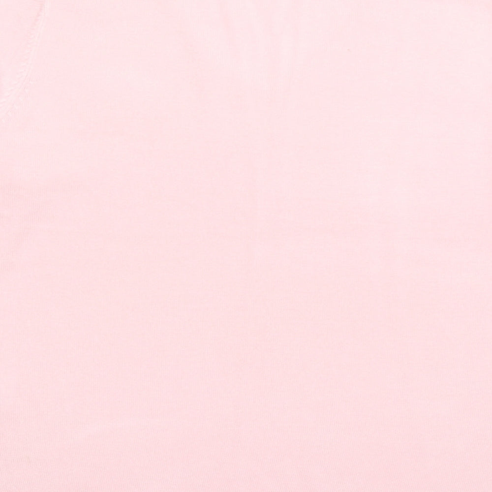 Debbie Morgan Womens Pink V-Neck  Acrylic Pullover Jumper Size L