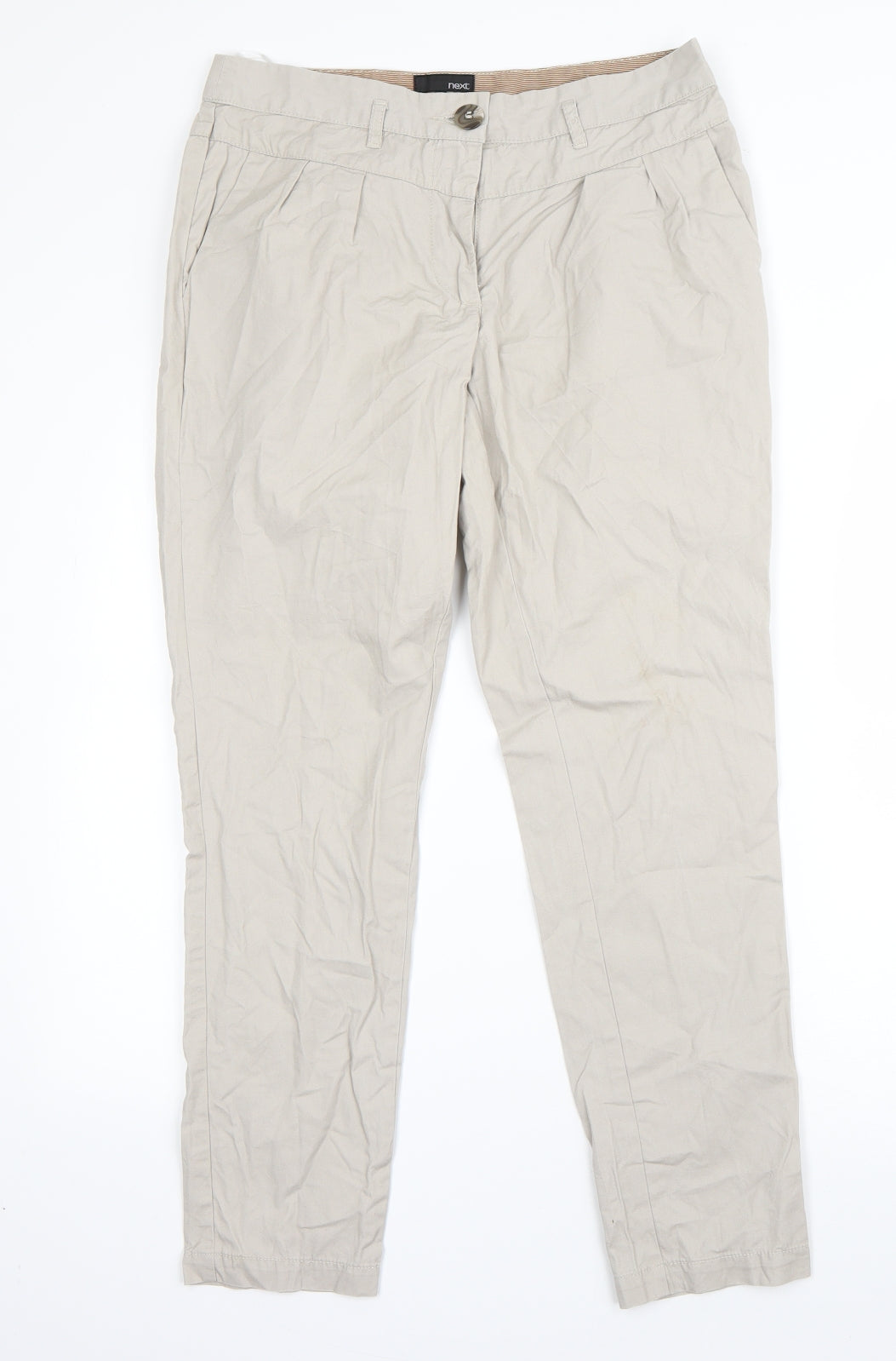 NEXT Womens Beige  Cotton Dress Pants Trousers Size 10 L28 in Regular