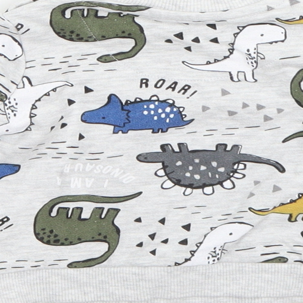 F&F Boys Grey  Cotton Pullover Jumper Size 0-3 Months   - dinosaurs