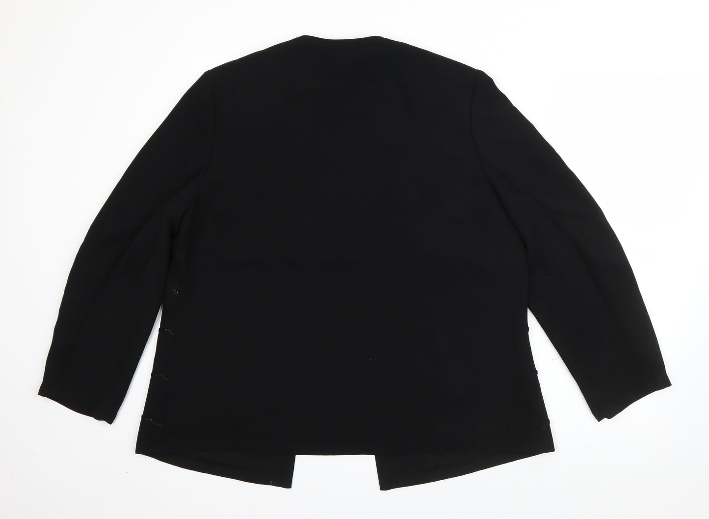 Eastex Womens Black Round Neck Striped Polyester Cardigan Jumper Size 14