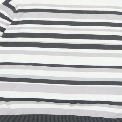 Avant Garde Womens Grey V-Neck Striped Viscose Pullover Jumper Size M