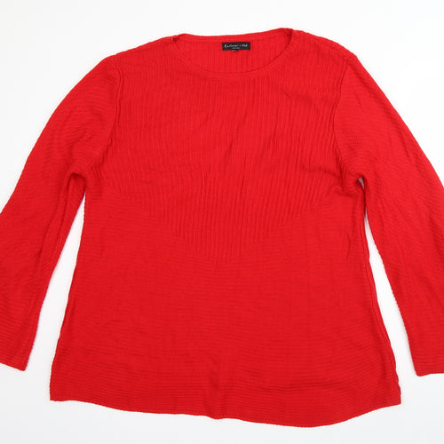 F&F Womens Red Round Neck  Acrylic Pullover Jumper Size 16