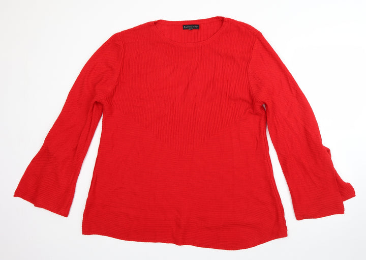 F&F Womens Red Round Neck Acrylic Pullover Jumper Size 16