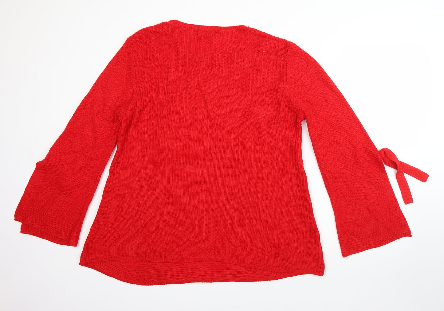 F&F Womens Red Round Neck  Acrylic Pullover Jumper Size 16