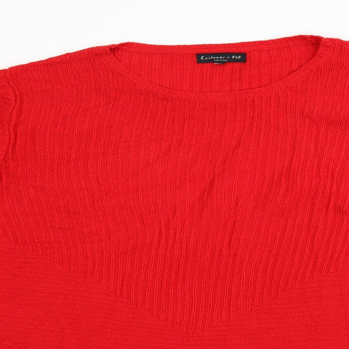 F&F Womens Red Round Neck  Acrylic Pullover Jumper Size 16