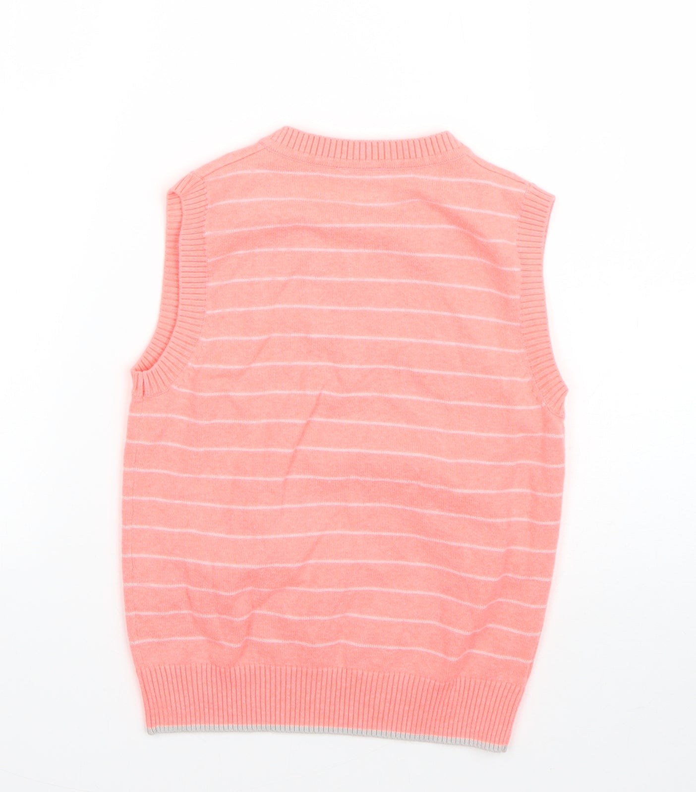 NEXT Boys Pink V-Neck Striped Cotton Pullover Jumper Size 6 Years