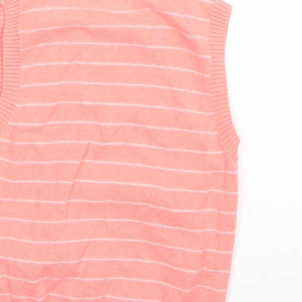 NEXT Boys Pink V-Neck Striped Cotton Pullover Jumper Size 6 Years