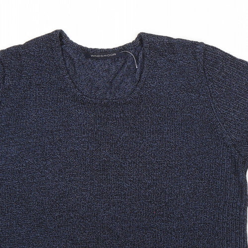 Windsor Womens Blue Round Neck  Viscose Pullover Jumper Size S