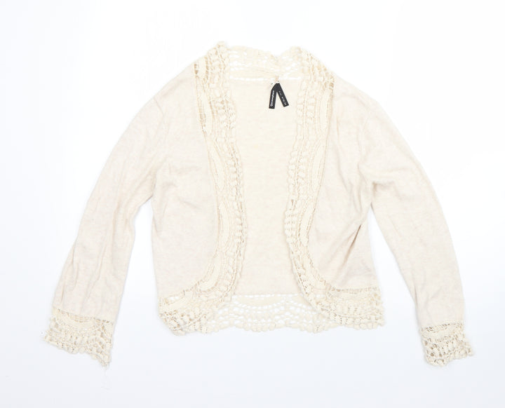 Atmosphere Womens Beige V-Neck Cotton Cardigan Jumper Size 8