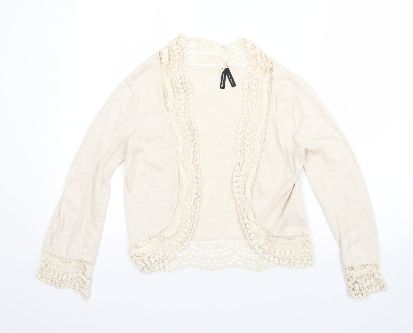 Atmosphere Womens Beige V-Neck  Cotton Cardigan Jumper Size 8