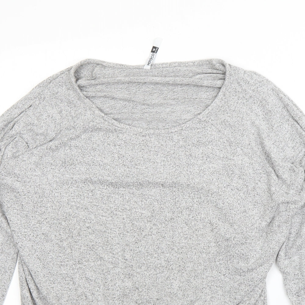 Pep&Co Womens Grey Round Neck  Viscose Pullover Jumper Size 18