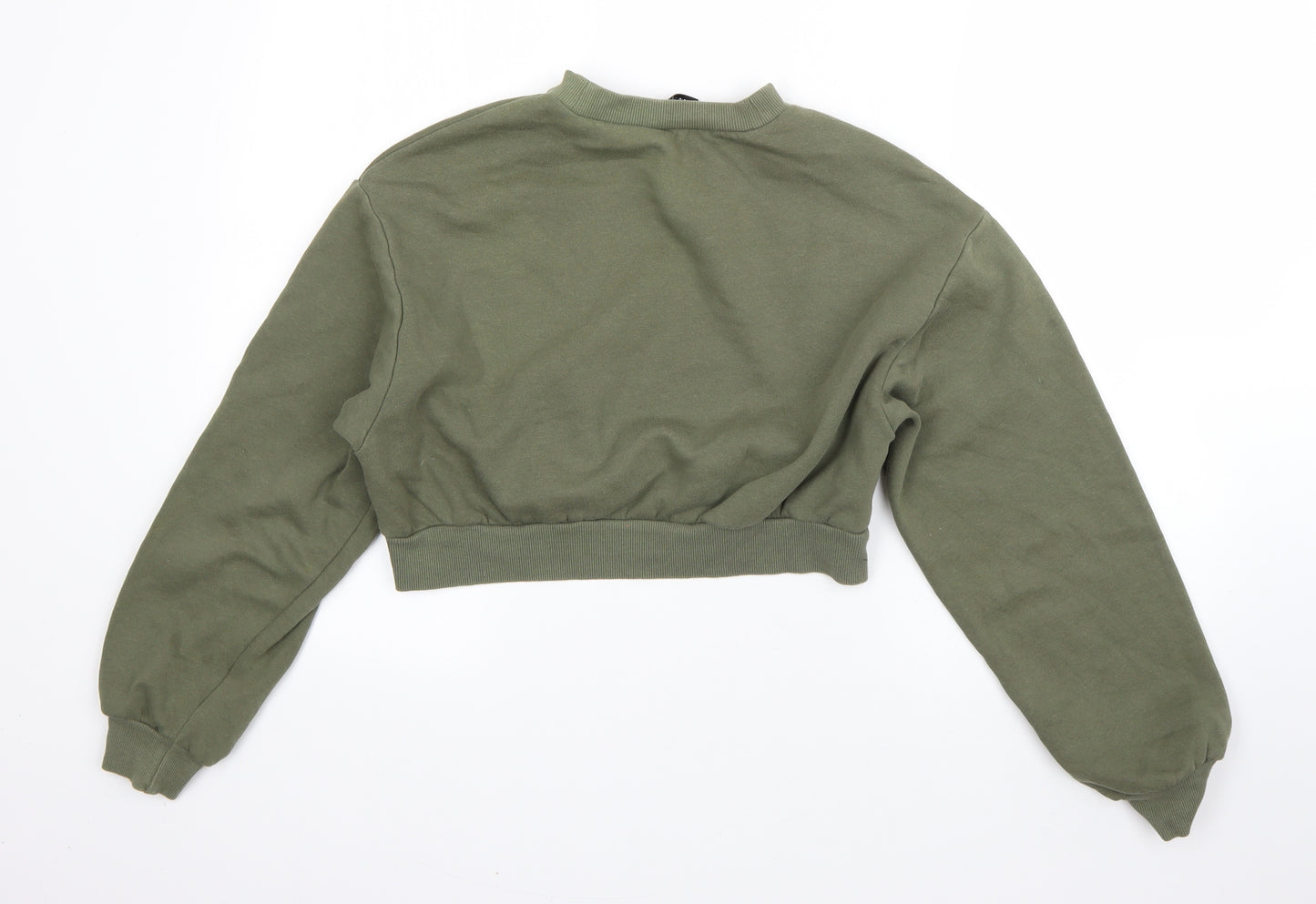 H&M Womens Green Round Neck  Cotton Pullover Jumper Size S