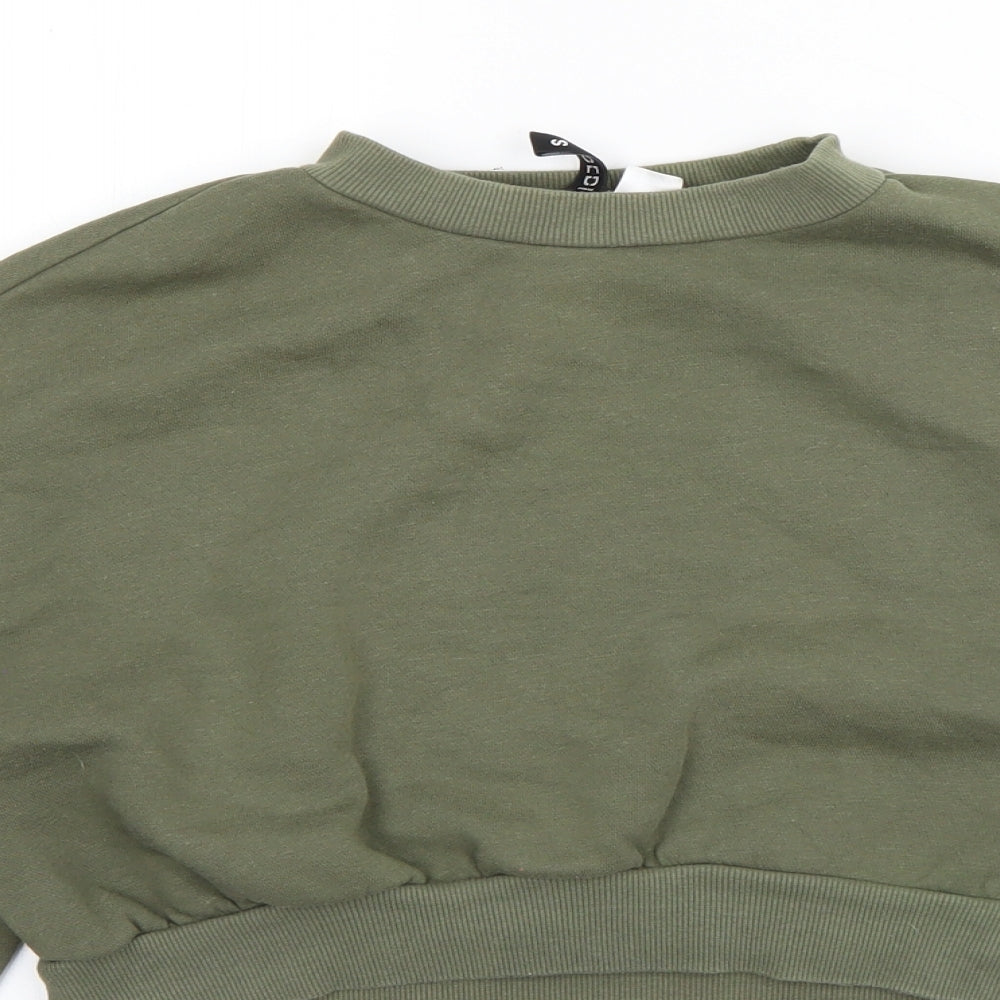 H&M Womens Green Round Neck  Cotton Pullover Jumper Size S