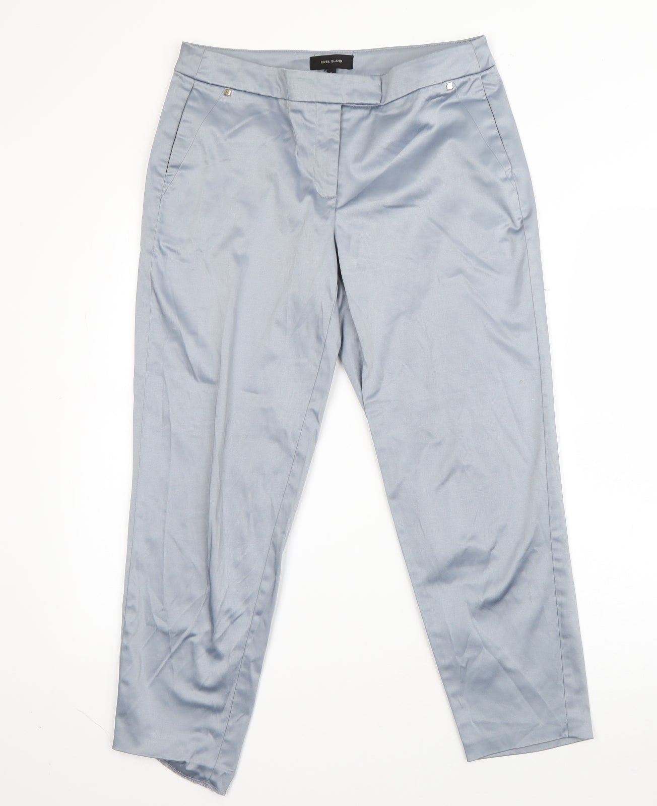 River Island Womens Blue  Cotton Dress Pants Trousers Size 8 L25 in Regular