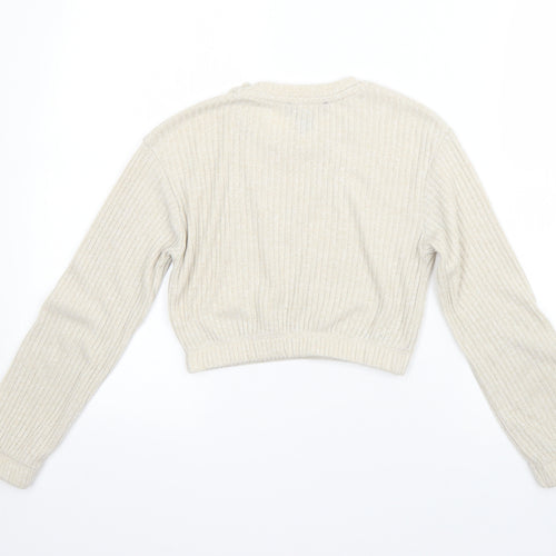 New Look Girls Beige Round Neck  Polyester Shrug Jumper Size 9 Years