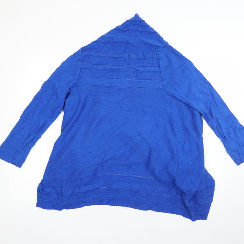 M&S Womens Blue V-Neck  Cotton Cardigan Jumper Size M