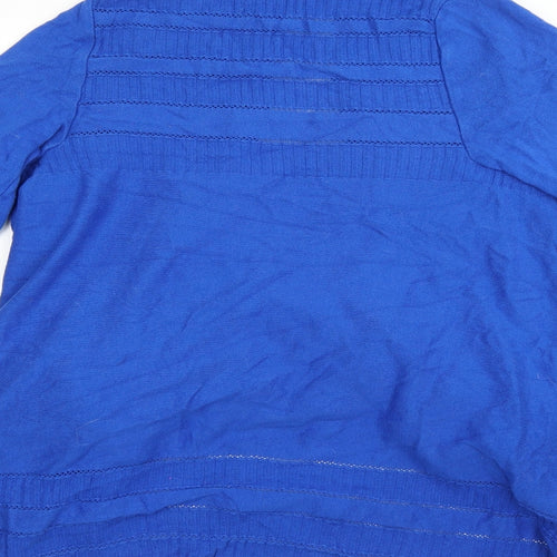 M&S Womens Blue V-Neck  Cotton Cardigan Jumper Size M