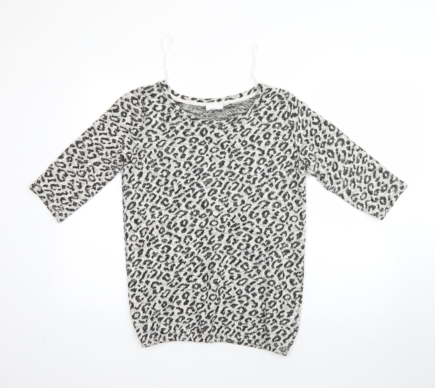 NEXT Womens White Round Neck Animal Print Polyester Pullover Jumper Size 10