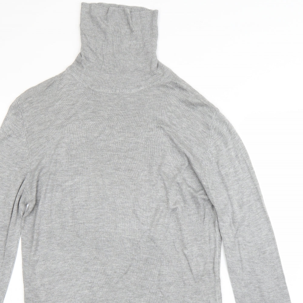 Zara Man Mens Grey Roll Neck  Viscose Pullover Jumper Size M