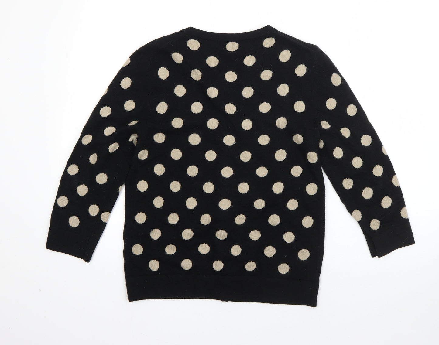 Hobbs Womens Black Round Neck Polka Dot Cotton Cardigan Jumper Size 10