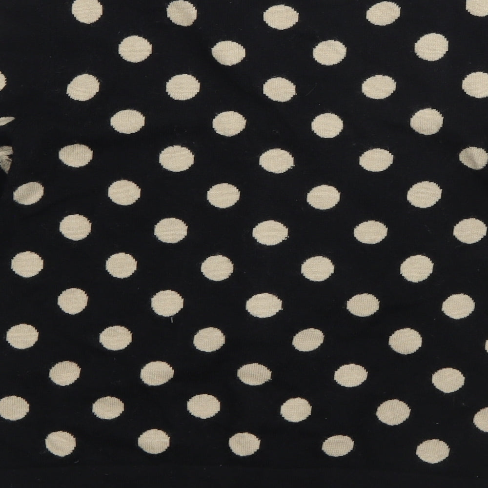 Hobbs Womens Black Round Neck Polka Dot Cotton Cardigan Jumper Size 10