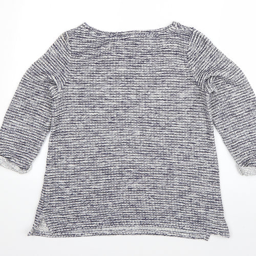 George Womens Blue Round Neck Striped Cotton Pullover Jumper Size 12