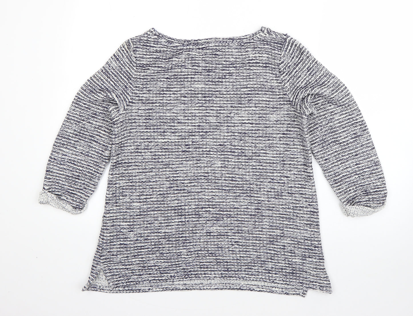 George Womens Blue Round Neck Striped Cotton Pullover Jumper Size 12