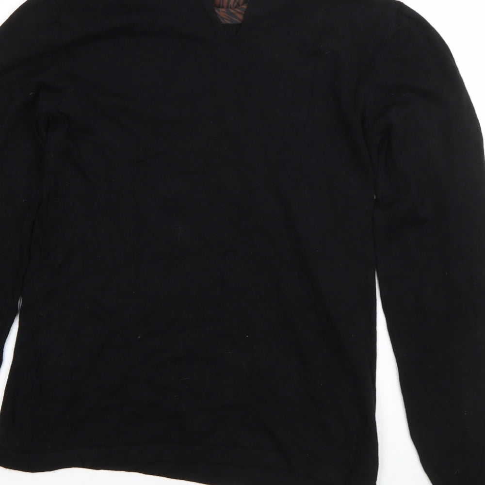 Warehouse Womens Black Collared  Viscose Pullover Jumper Size 10