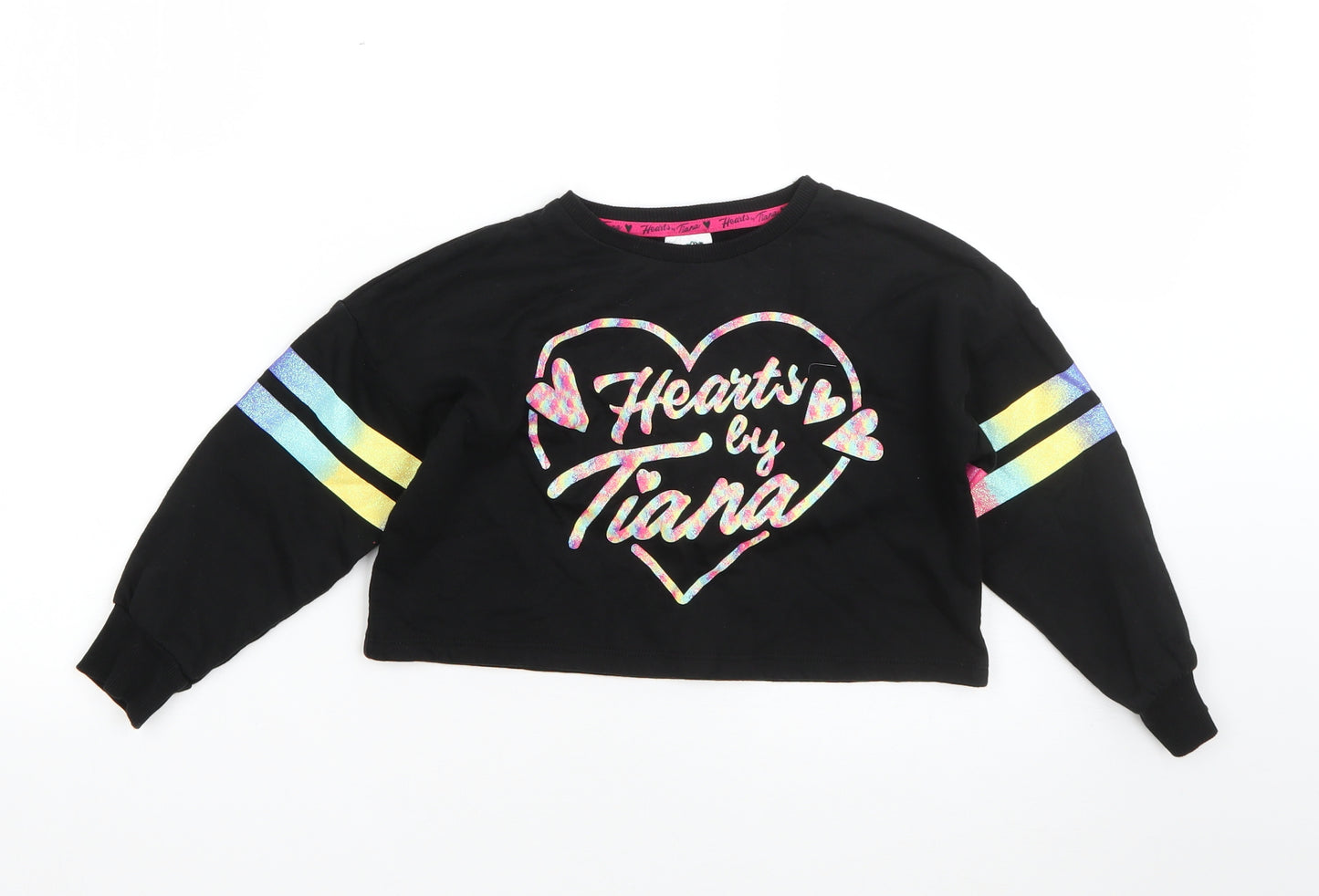 George Girls Black  Cotton Shrug Sweatshirt Size 4-5 Years   - Love Heart