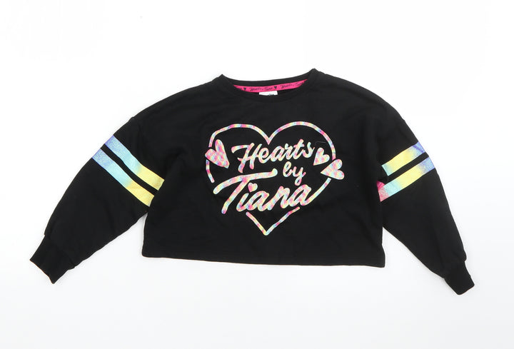 George Girls Black  Cotton Shrug Sweatshirt Size 4-5 Years   - Love Heart