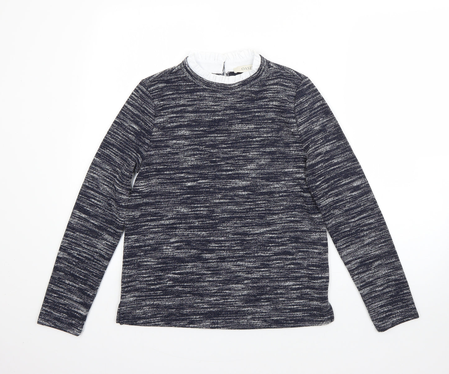 Oasis Womens Blue Round Neck  Viscose Pullover Jumper Size XS