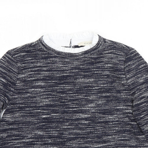 Oasis Womens Blue Round Neck  Viscose Pullover Jumper Size XS
