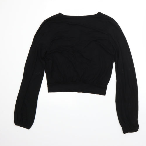 Bershka Womens Black V-Neck  Viscose Vest Jumper Size S