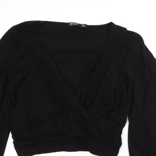 Bershka Womens Black V-Neck  Viscose Vest Jumper Size S