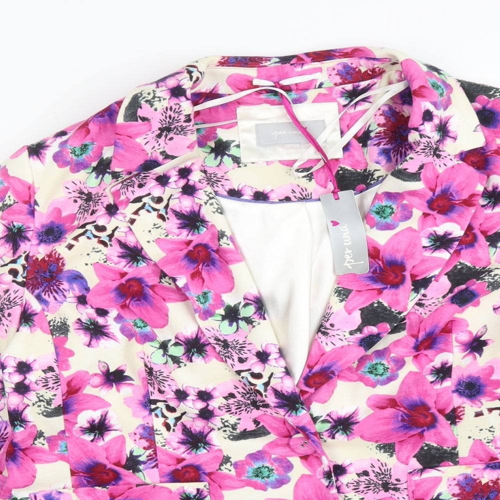 Per Una Womens Multicoloured Floral Polyester Jacket Suit Jacket Size 16