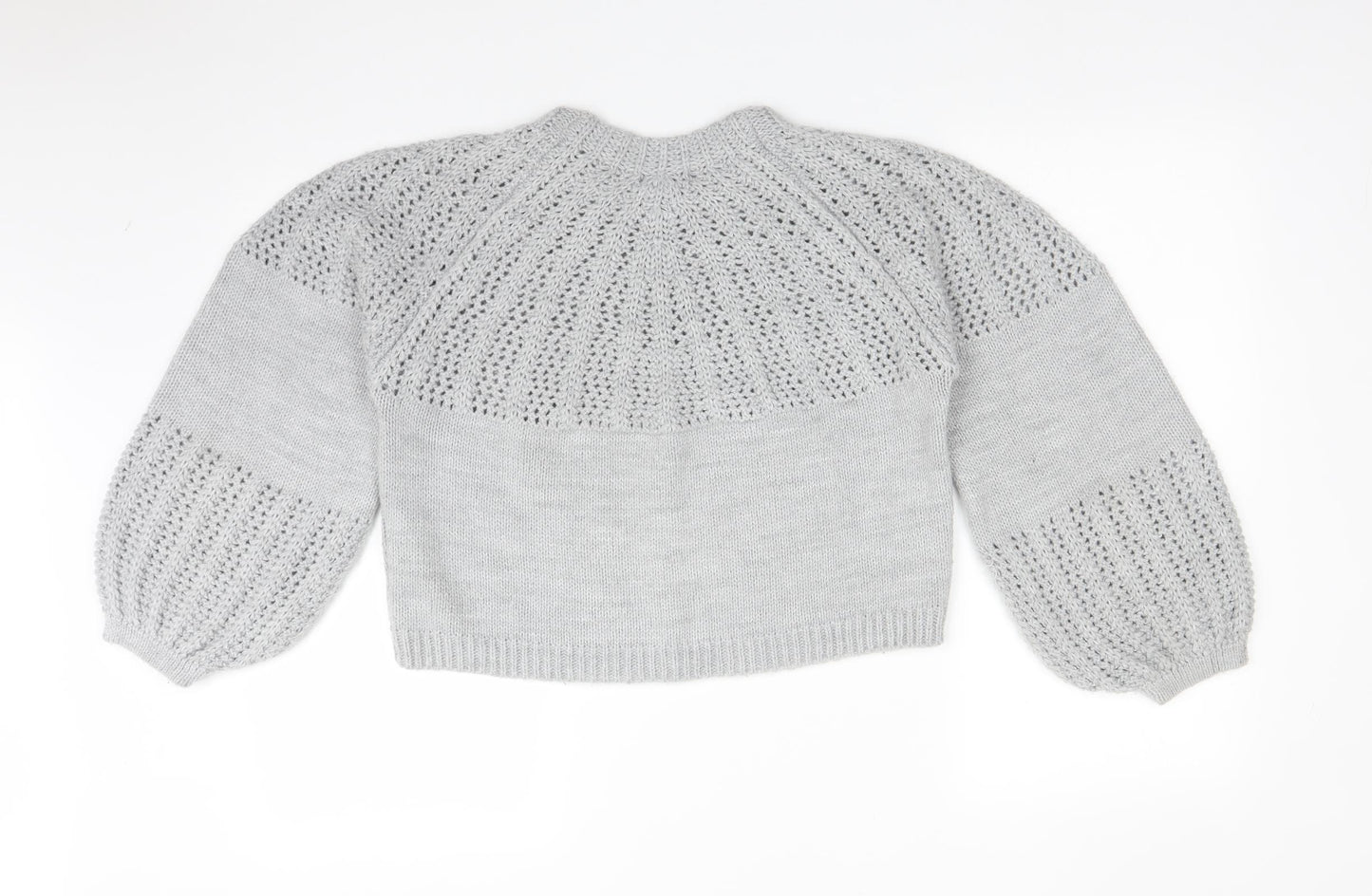 Topshop Womens Grey Crew Neck  Acrylic Pullover Jumper Size 6
