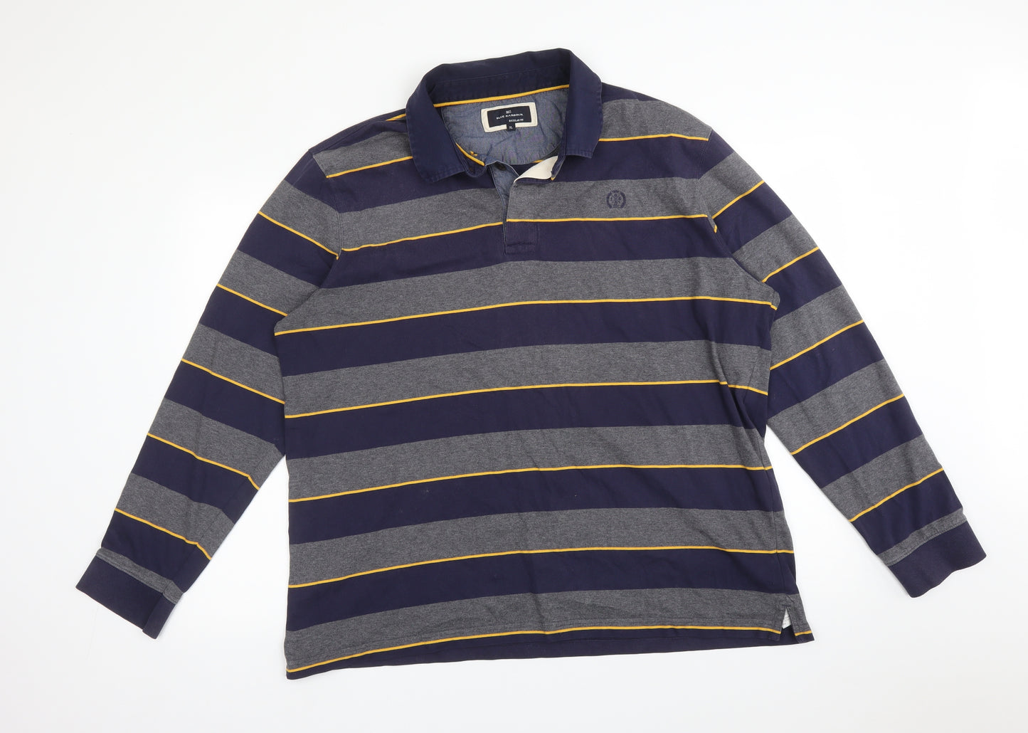 Blue Harbour Mens Multicoloured Striped Cotton  Polo Size XL Collared