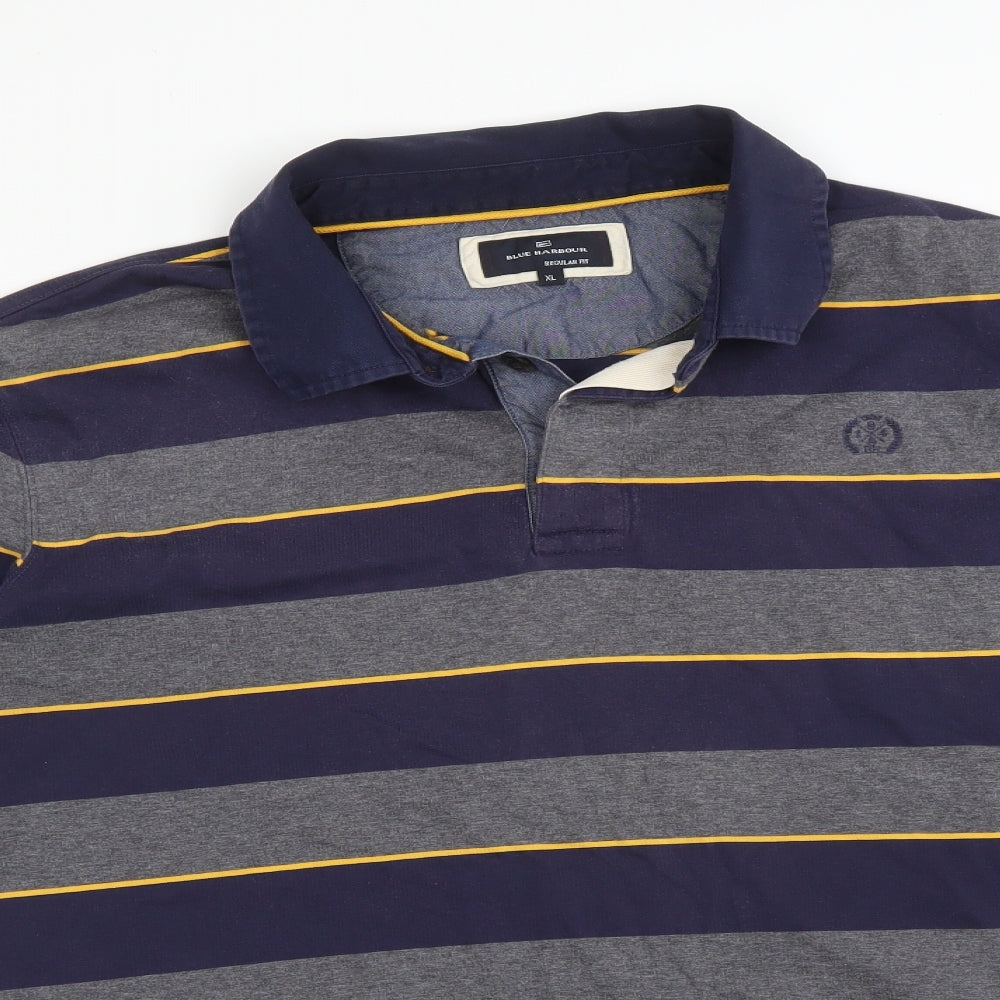 Blue Harbour Mens Multicoloured Striped Cotton  Polo Size XL Collared
