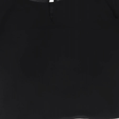 H&M Womens Black Floral Polyester Basic Blouse Size 10 Round Neck